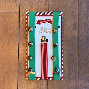 Wembley Christmas Bright Green and Red Suspenders with Bells NEW